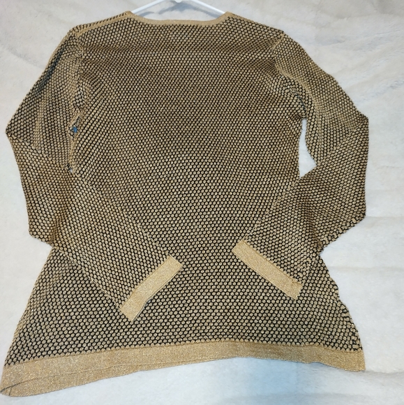 Jaeger Vintage Women's Medium Golden Sparkle Sweater Made in Great Britain - Picture 5 of 6